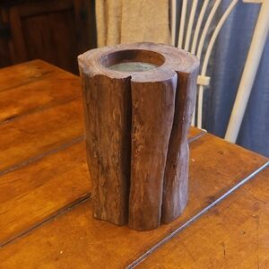 POTTERY BARN | WOOD CANDLE HOLDER